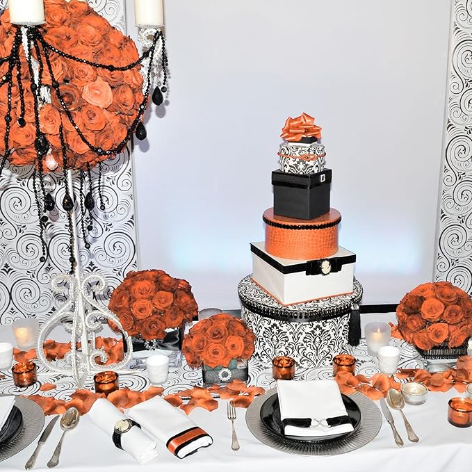 100 Pieces Artificial Foam Rose Flowers Faux Bouquet with Leaves and Stems for DIY Wedding Bouquets Centerpieces Bridal Shower Party Valentine Home Decorations(Orange)