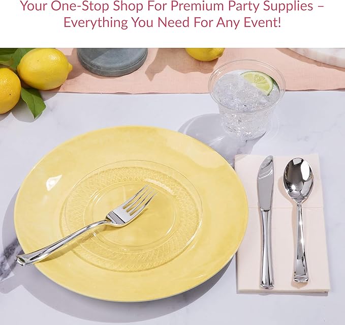 Prestee 100-Pack 9oz Gold Rimmed Plastic Cups Disposable Wine Glasses for Charcuterie, Weddings, Parties, and Events - Elegant Cocktail and Drinking Cups for Champagne, Martini, and Mocktails