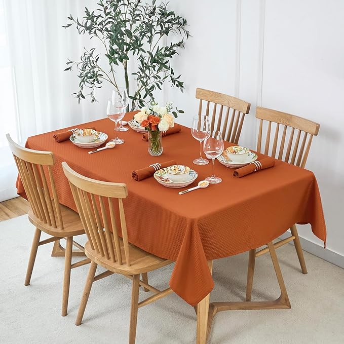 maxmill Fall Cloth Napkins 20 x 20 Inch Weaved Pattern Soft Comfortable and Luxury Serviette for Harvest Thanksgiving Family Dinners Weddings Parties and Banquets Set of 4 Pieces, Rust