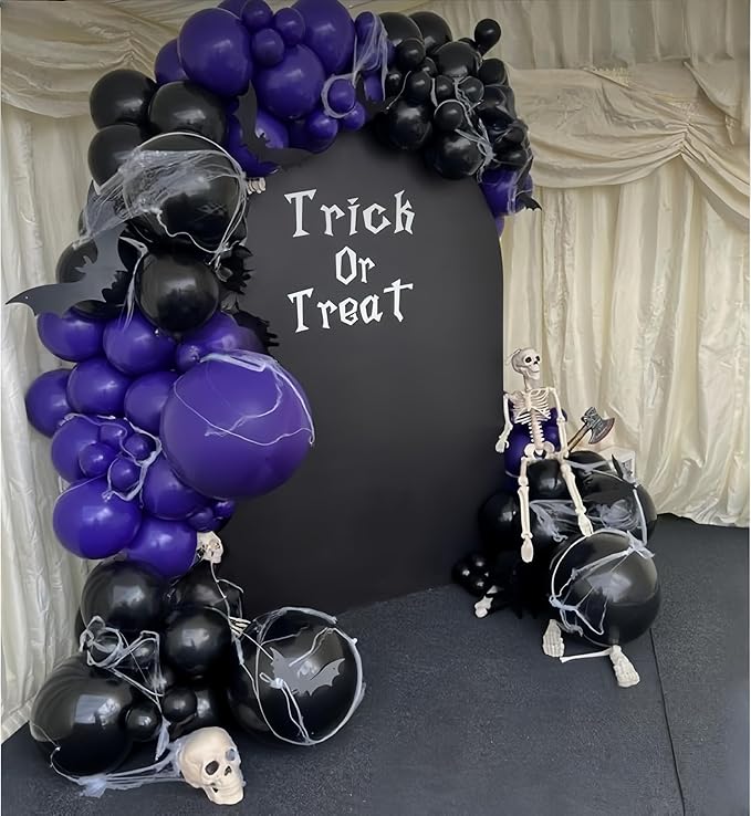 Purple Black Balloons, 12 Inch Dark Purple Light Balloons with Metallic Purple Confetti Latex Balloon Set for Girls Women Halloween Birthday Bridal Shower Wedding Party Decorations Is-02