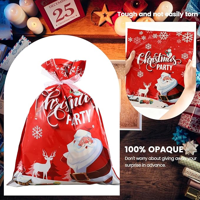 ADDSERK 27PCS Christmas Gift Bags with Tags & Ribbon Ties, Assorted Sizes for Xmas Holiday Present Wrapping & Festival Party Supplies-(Small/Medium/Large)