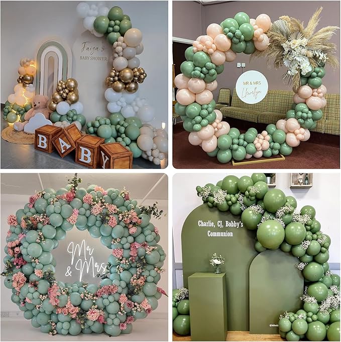 Sage Green Balloons, 30 Pcs 12 Inch Eucalyptus Olive Vintage Green Helium Latex Balloons for Birthday Boho Baby Shower Wedding Party Decorations