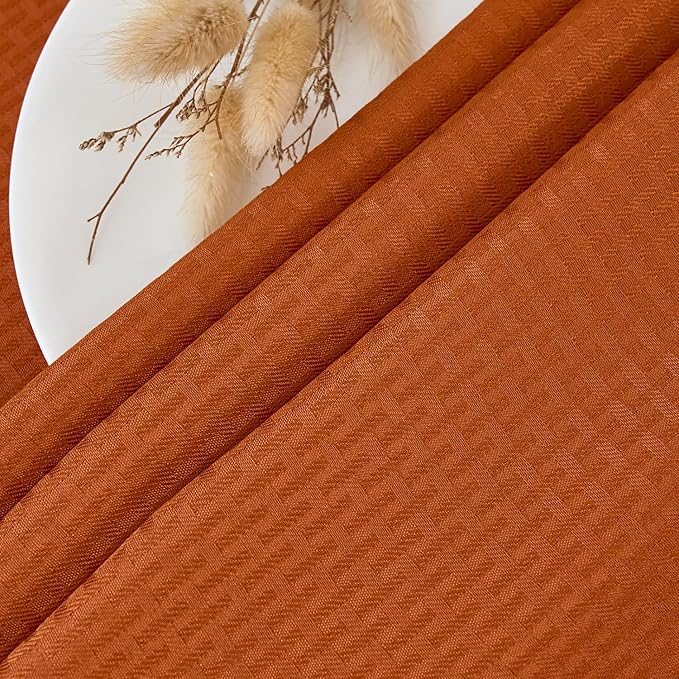 maxmill Weaved Texture Rectangular Tablecloth Water Resistance Antiwrinkle Spillproof Soft Fall Table Cloth for Dining Room, Thanksgiving Parties and Halloween Holiday Dinners, 70 x 120 Inch, Rust