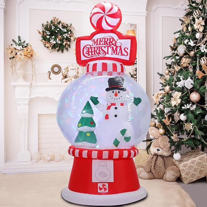 Taman 7.8 FT Christmas Inflatable Decorations Snowman Globe, Outdoor Decorations Built-in Bright Projector RGB Light Blow Up Christmas Decorations for Yard, Garden,Lawn Outdoor Holiday