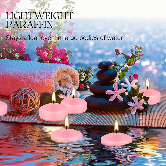12-Pack 2-Inch Pink Floating Candles - Romantic Decor for Celebrations, and Parties