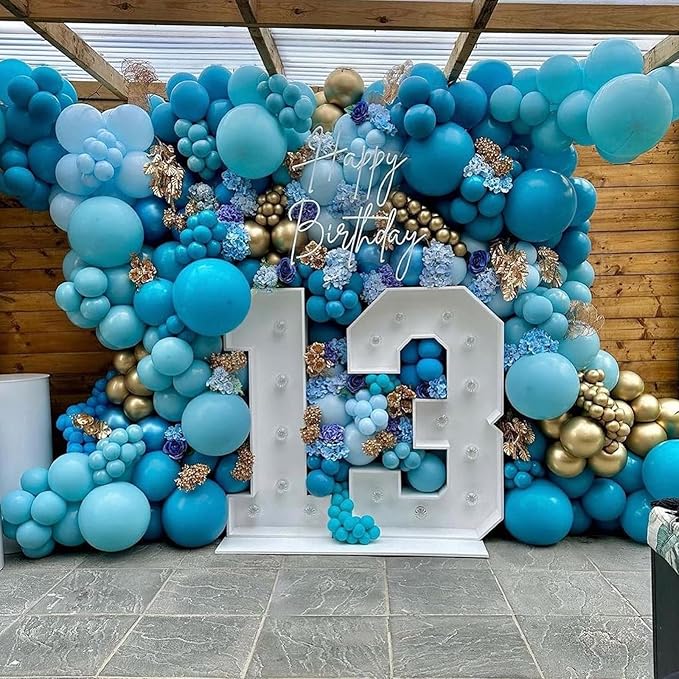 Peacock Blue Balloons 5 Inch, 60Pcs Small Turquoise Balloon Teal Blue Latex Balloons 5'' Mini Matte Dark Teal Aqua Blue Helium Balloons for Birthday Baby Shower Wedding Whale Party Decorations