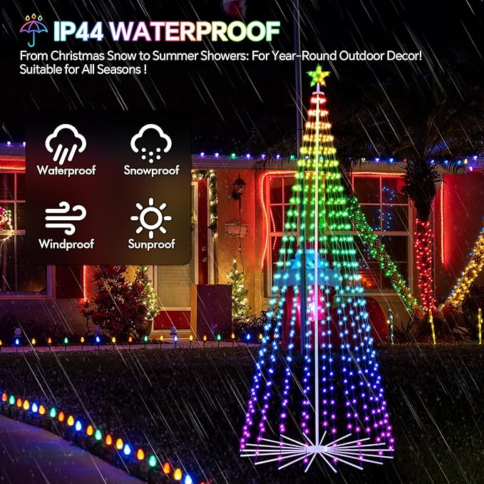 9 FT Outdoor Christmas Tree,Smart APP Remote Control RGB Color Changing DIY Timer 460 LED Christmas Tree for Indoor Outdoor Decorations