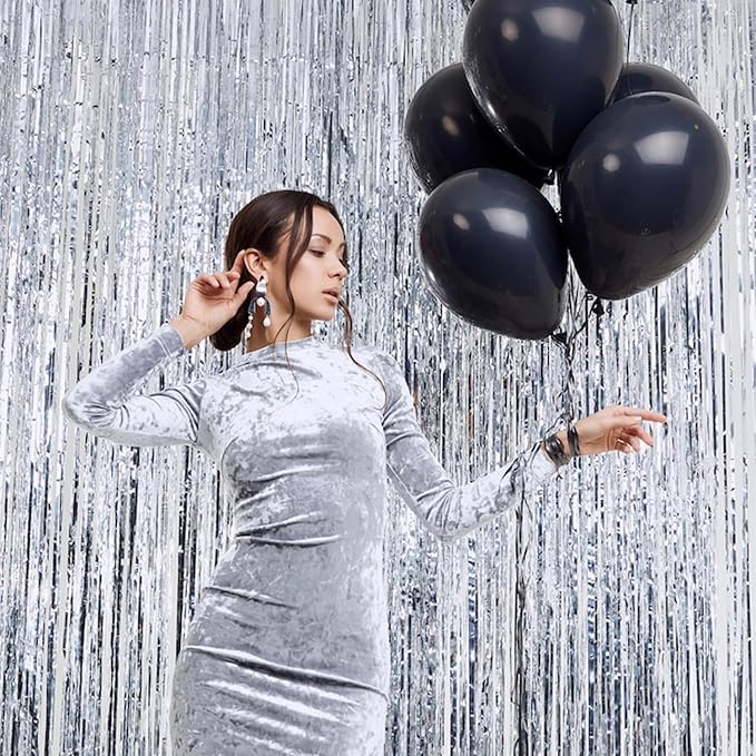 Black Balloons Party Decorations 100 Pack 12 inch Round Halloween Latex Balloons for Black Themed Wedding Graduation Anniversary Birthday Party Backdrop Decorations