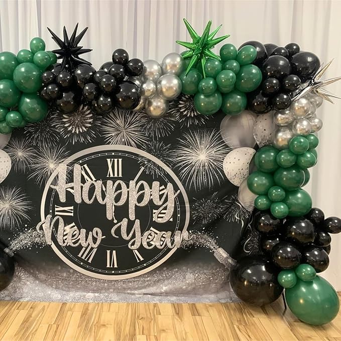 Green Black Balloons Dark Green Black Silver Confetti Balloons 35 Pcs 12 Inch Football Video Gamer Helium Latex Balloon for Boys Men Soccer Army Graduation Baby Shower Birthday Party Decorations