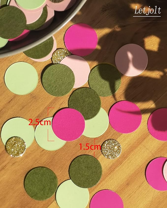 Pink Confetti Glitter Party Table Decorations Confetti Hawaii Girls Party Supplies Golden Green Scatter Paper Craft for Birthday Bridal Baby Shower Wedding Gift Circle Dots Decor 100 Pcs