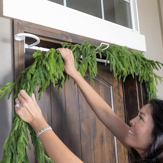 VILLAGE LIGHTING COMPANY [Front Door Garland Hanger] - Adjustable to Different Door Widths | Heavy-Duty Cast Iron | Decorative Christmas and Holiday Decor | No Nails, Screws, or Damage