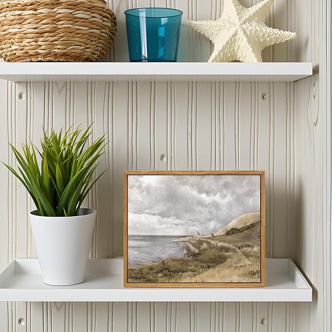 InSimSea Framed Canvas Wall Art Vintage Decor, Coastal Wall Art Seaside Landscape Paintings, Rustic Farmhouse Wall Decorations for Living Room Office Bedroom Decor, 11"x14"