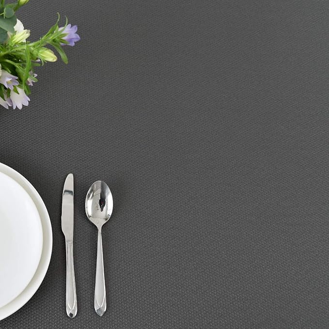 maxmill Textured Tablecloth Water Resistance Antiwrinkle Spill Proof Jacquard Table Cloth, Fabric Table Cover for Buffet Banquet Parties Event Holiday Dinner, Square 70 x 70 Inch, Charcoal