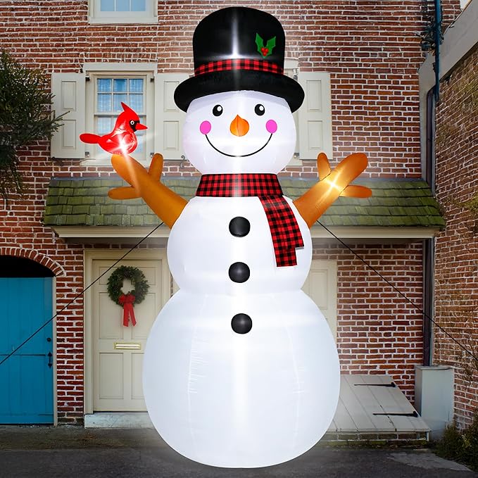 16FT Christmas Inflatable Snowman Outdoor Decorations, Giant Christmas Snowman, Holiday Blow Up Yard Decor with LED Lights, Waterproof & Sturdy for Lawn, Garden, Xmas Party