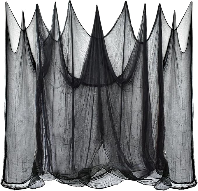 ZeeDix Halloween Black Creepy Cloth 85in x 100ft Giant Cloth Home Deco Spooky Scary Gauze for Party Supplies Haunted Houses Outdoor Yard Wall Doorways Decoration