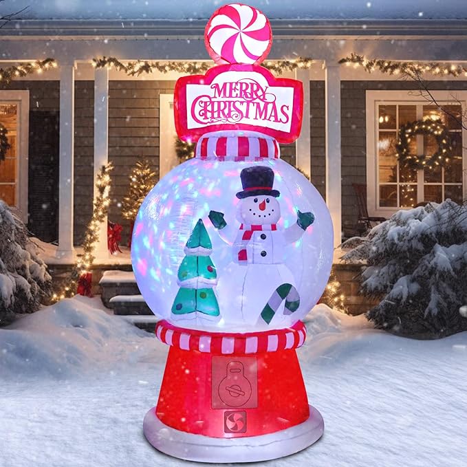 Taman 7.8 FT Christmas Inflatable Decorations Snowman Globe, Outdoor Decorations Built-in Bright Projector RGB Light Blow Up Christmas Decorations for Yard, Garden,Lawn Outdoor Holiday