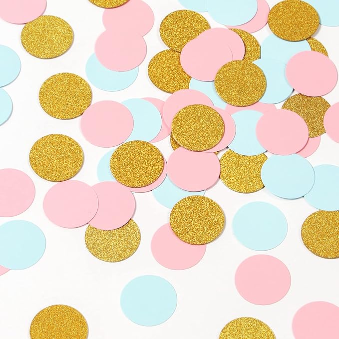 Gender Reveal Decorations Blue Pink - 300pcs Paper Confetti Glitter Baby Gender Reveal Party Supplies Ideas Gender Reveal Theme Gold Birthday Table Decor HongTongTong