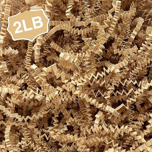 2LB Crinkle Cut Paper Shred Filler for Bag Gift Box Basket Confetti Paper Shreded Stuffing Decoration for Christmas Day Holiday Party(Kraft)
