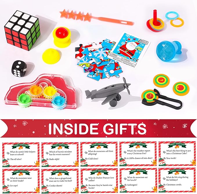 10 Pack Christmas Party Favor Non-Snap Christmas Table Favor with Party Hats Joke Little Gifts Inside for Kids Adults, Xmas Table Decorations Holiday Party Favor Xmas Dinner Traditions Supplies