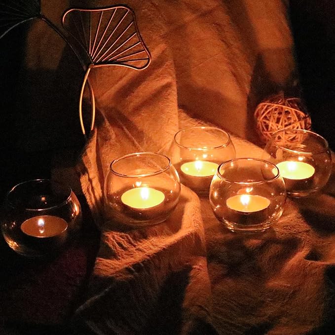 12pcs Clear Glass Tealight Candle Holder, Round Votive Candle Holders, Small Bowl Candle Holder Bulk for Wedding Table Centerpieces Home Decor