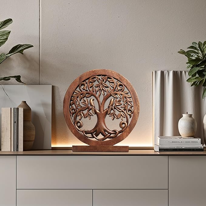 Decozen Solid Wood Tree of Life Sculpture - Christmas Decor, Home Decor, Living Room, Boho, Coffee Table, Centerpiece Table Decorations, Mantle, Dining Table Centerpiece, Bathroom Shelf, Farmhouse