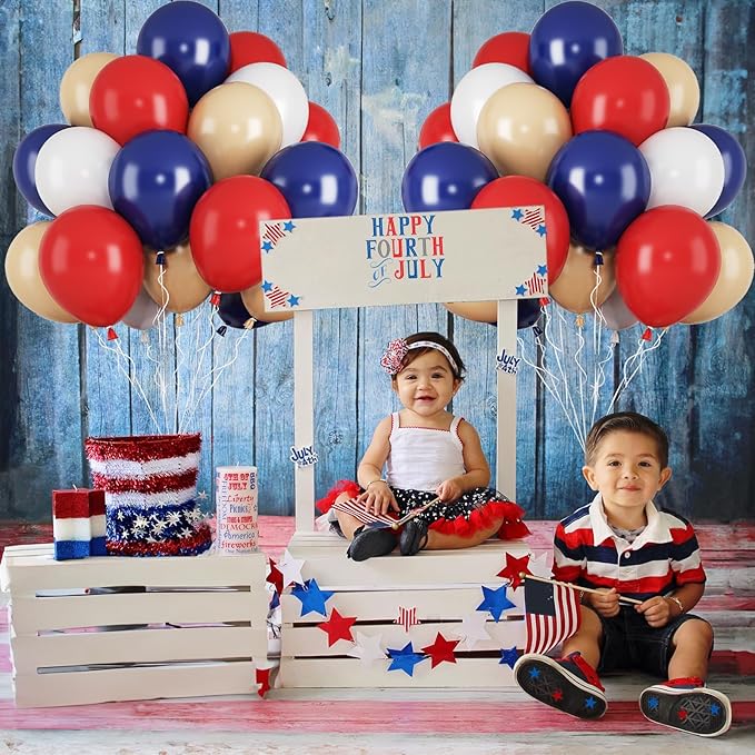Baseball Theme Balloons - 60PCS 12INCH Red, White & Blue Nautical Helium Latex Balloons for Sports, Birthday, Baby Shower Decorations