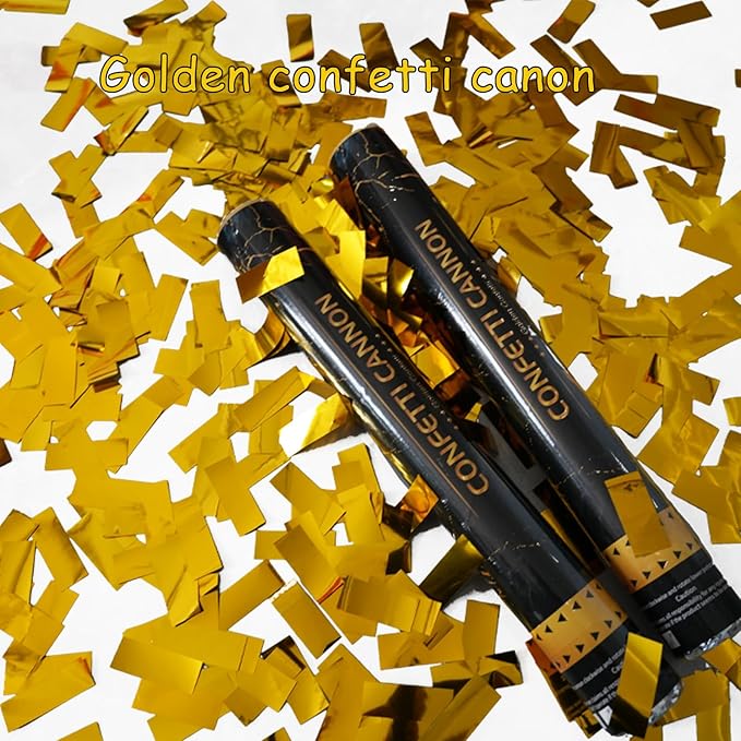16 Inch [6 Pack] Golden Confetti Cannon Party Poppers Party Supplies, Air Powered | Launches 20-25ft | Celebrations,Graduation ceremony,Birthdays,New Years Eve,Christmas and Weddings (golden)