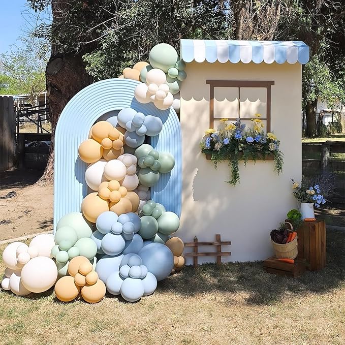 Sage Green Dusty Blue Yellow Balloon 12 Inch Double Stuffed Beige Slate Blue Olive Green Yellow Ivory Cream Latex Balloons for Oh Baby Shower Bridal Birthday Safair Wedding Party Decorations