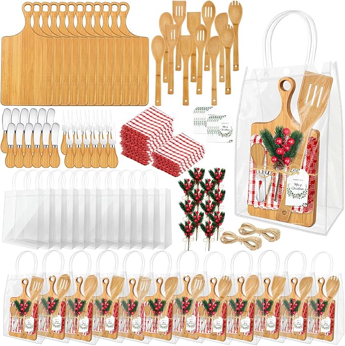 12 Set Christmas Gifts Kitchen Utensils Set Bamboo Spatula Mini Cheese Board Tag for Christmas Holiday Gift Kitchen utensils