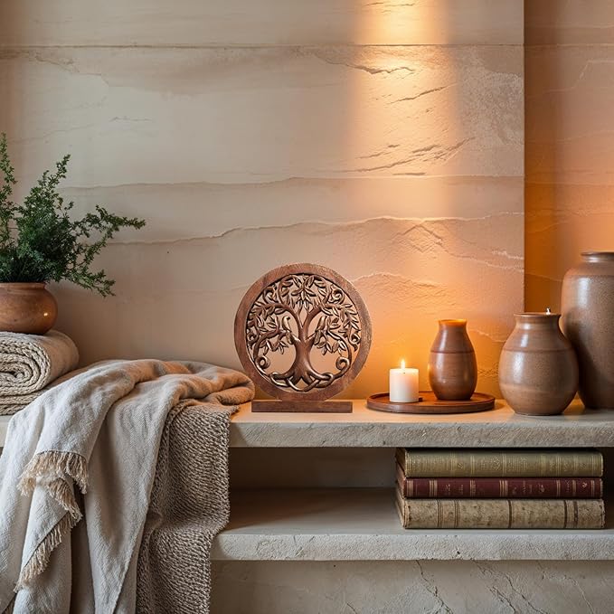 Decozen Solid Wood Tree of Life Sculpture - Christmas Decor, Home Decor, Living Room, Boho, Coffee Table, Centerpiece Table Decorations, Mantle, Dining Table Centerpiece, Bathroom Shelf, Farmhouse