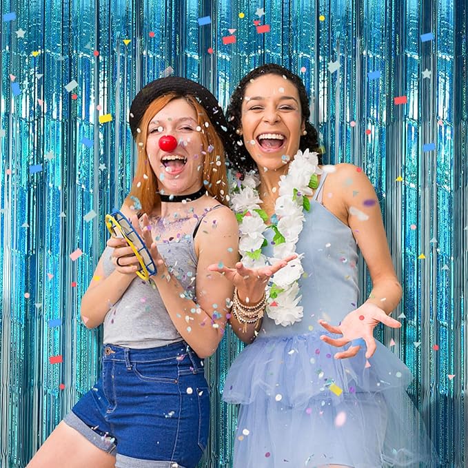 Party Backdrop Curtains Metallic Tinsel Foil Fringe Curtains Party Photo Backdrop Party Streamers for Party Birthday Graduation New Year Eve Bachelorette Decorations Wedding Decor
