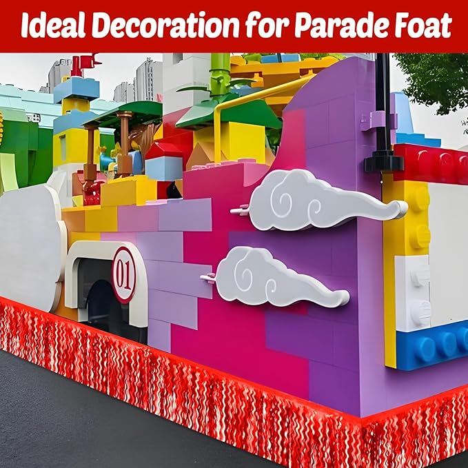 6 Pack 10 Feet Red Wave Foil Fringe Garland Metallic Tinsel Streamers Banner Wall Hanging Curtain Backdrop for Parade Floats, Mother's Day, Easter, Wedding, Birthday Party Decoration