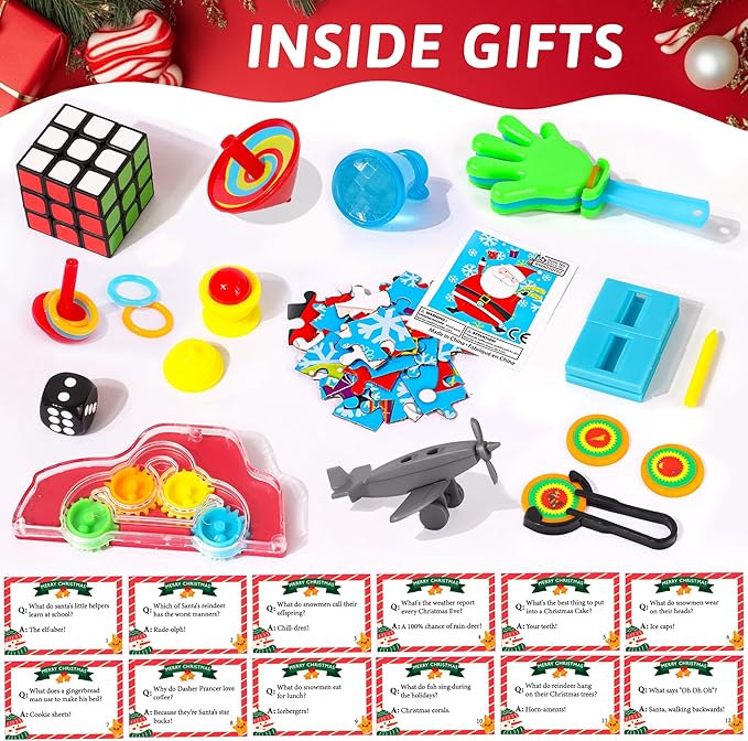 12 Pack Nutcracker Christmas Party Table Favors for Kids Adults, Xmas Party Favors Holiday Dinner Table Gifts with Hats Jokes Surprise Toys, Christmas Table Decorations for Family Office Classroom