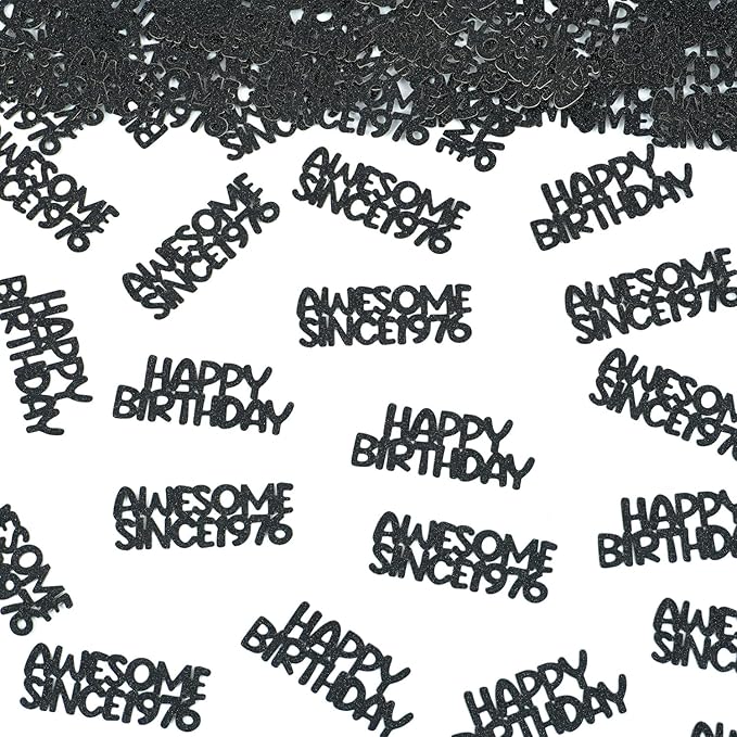 Black Glitter Birthday Confetti - Elegant Table Decorations for 49th & 50th Birthday Parties, Anniversary Party Decor，Milestone Celebration for Men & Women, Classy Black and Gold Party Supplies