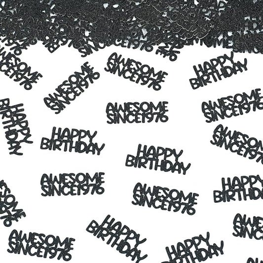 Black Glitter Birthday Confetti - Elegant Table Decorations for 49th & 50th Birthday Parties, Anniversary Party Decor，Milestone Celebration for Men & Women, Classy Black and Gold Party Supplies