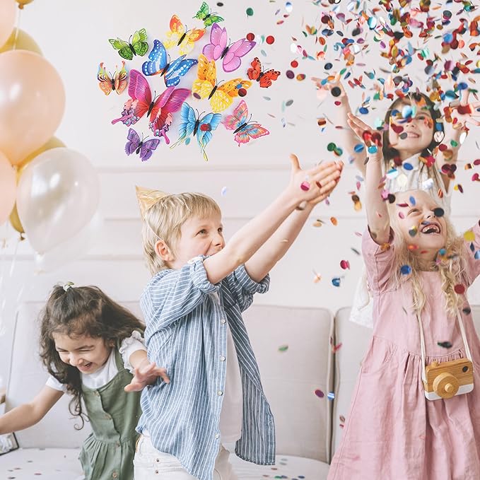 Butterfly Wall Decor 24/48 PCS, 3D Butterflies Stickers for Party Decorations with Magnets(Colorful, 24)