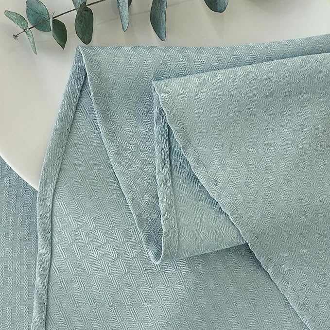 maxmill Round Weaved Texture Design Tablecloth Spill-Proof Wrinkle Free Soft Washable Table Cloth for Circular Table Cover, for Dining Room Banquet Parties Holiday Dinner, 90 Inch Dusty Blue