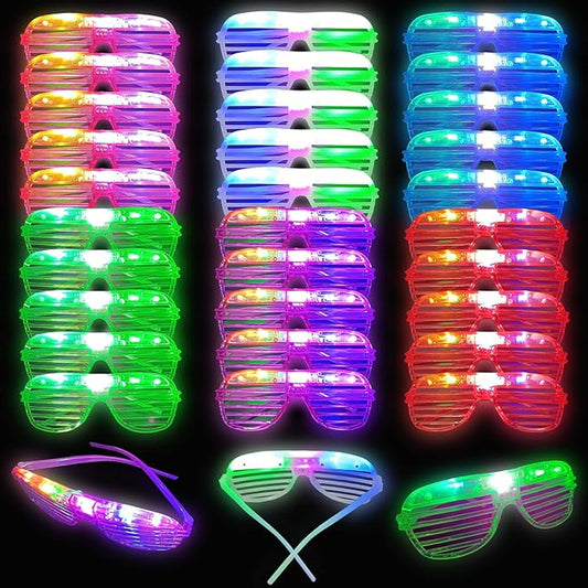 60 Pcs Glow In The Dark Glasses, 6 Colors LED Glasses Bulk Party Supplies for Kids and Adults, Glow Neon Party Favors Toys for Carnival Halloween Christmas Birthday Wedding