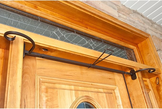 VILLAGE LIGHTING COMPANY [Front Door Garland Hanger] - Adjustable to Different Door Widths | Heavy-Duty Cast Iron | Decorative Christmas and Holiday Decor | No Nails, Screws, or Damage