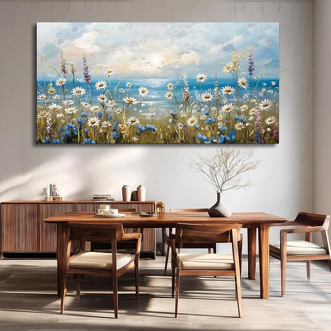 Canvas Wall Art for Living Room Wall Decor for Bedroom Office Modern Hotel Wall Decorations White Flower Landscape Paintings Farmhouse Pictures Artwork Room Aesthetic Home Decor 40x20