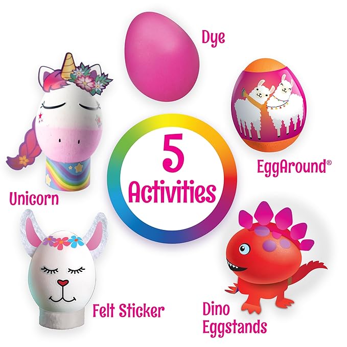 PAAS Easter Egg Decorating Kit, Includes 1 Unicorn Egg Dying Kit, 1 Loveable Llamas Egg Dying Kit, 1 Dino Decorating Kit Whiskers for Easy Egg Dying, Food Safe Dye (4 Piece)