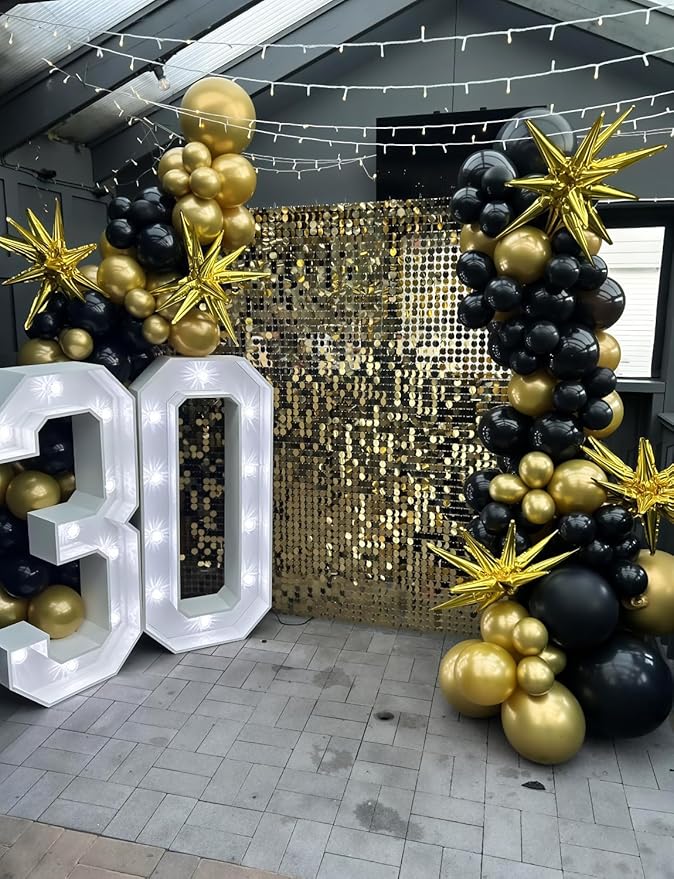 8Pcs Gold Star Balloons, Explosion Star Foil Balloons Huge Magic One-Piece 14-Pointed Mylar Spike Balloon for New Year Christmas Fall Birthday Wedding Graduation Party Decorations