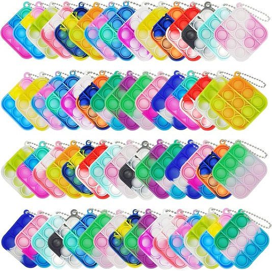 120 Pcs Mini Pop Bubble Fidget Toys, Silicone Keychain Small Pop Bulk for Party Favors, Classroom Prizes, Reliever Hand Toy Goodie Bag Stuffers Halloween Christmas Birthday Gifts for Kids Students