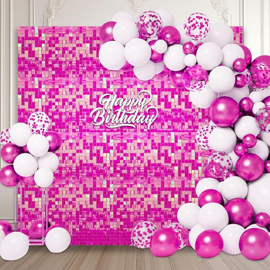 36 PCS Colorful Rose Shimmer Wall Backdrop, Square Sequin Photo Backdrops Panel, Glitter Wall Background for Birthdays, Weddings, Halloween, Engagements, Disco Bachelorette Party Decoration (6FTx6FT)