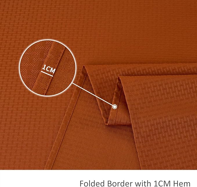 maxmill Weaved Texture Rectangular Tablecloth Water Resistance Antiwrinkle Spillproof Soft Fall Table Cloth for Dining Room, Thanksgiving Parties and Halloween Holiday Dinners, 70 x 120 Inch, Rust