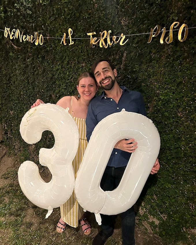 10 Balloon Number, White Number 10th Birthday Balloons 40 Inch, 10 Years Old White Birthday Decorations for Boys Girls, 10th Anniversary Decorations