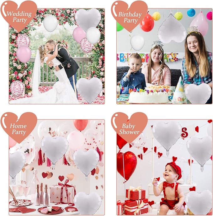 Grey Heart Foil Balloons - 10PCS Heart Shaped 18inch Love Balloons for Valentines, Weddings, Birthdays & Anniversaries