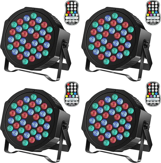 Rechargeable Par Can Lights U`King Wireless LED Uplights Battery Powered Uplighting RGB 36W Stage Lighting for Events DJ Disco Wedding Party - 4 Pack