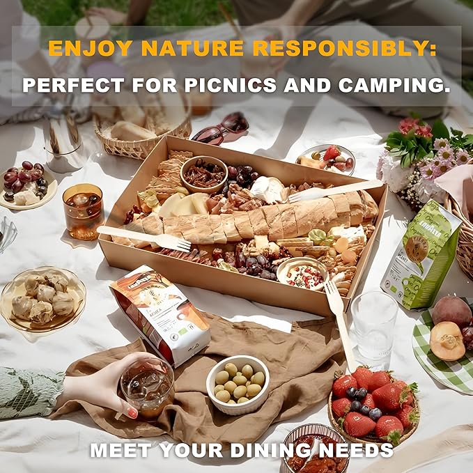 Wooden Cutlery Forks Disposable - 360 Pieces Bulk Green Compostable Forks, Eco-Friendly & Biodegradable, Splinter-Free, Ideal for Tasting, Party, Serving, Samples