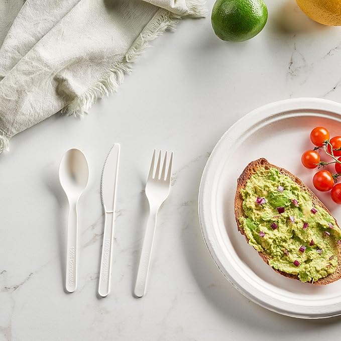 100% Compostable PLA Knives Bulk Pack 400 Pcs Biodegradable Disposable Plastic Cutlery Utensils